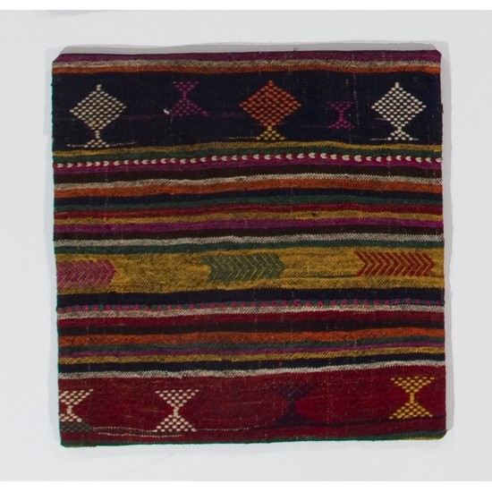 Handmade Striped Turkish Kilim Cushion Cover, Vintage Throw Pillow Handmade Striped Turkish Kilim Cushion Cover, Vintage Throw Pillow