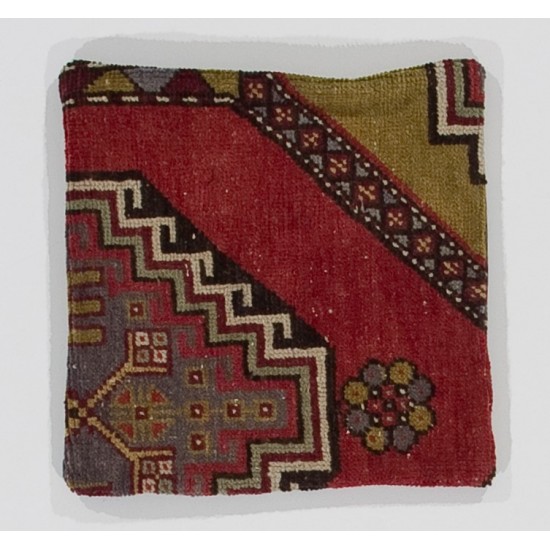 Multicolored Vintage Handmade Turkish Wool Rug Cushion Cover
