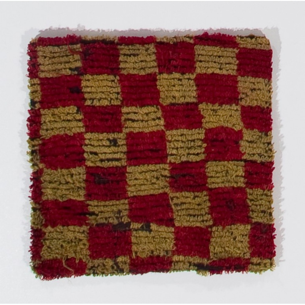 Turkish Rug Cushion Cover with Checkers Design, Vintage Hand-Knotted Wool Lace Pillow