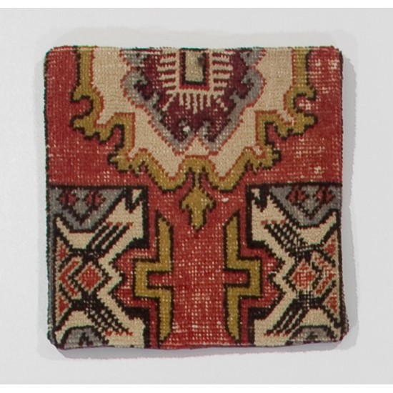 Hand-Knotted Vintage Turkish Village Wool Rug Cushion Cover