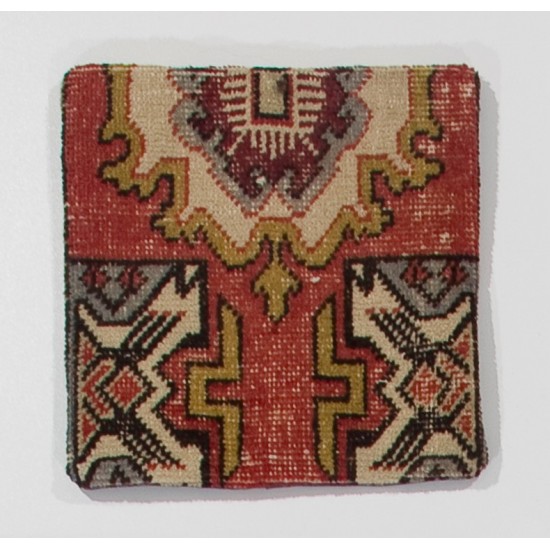 Hand-Knotted Vintage Turkish Village Wool Rug Cushion Cover Hand-Knotted Vintage Turkish Village Wool Rug Cushion Cover