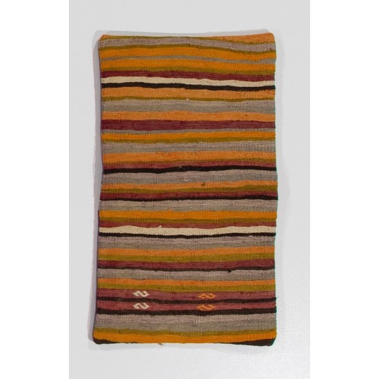 Colorful Handmade Striped Turkish Kilim Cushion Cover. Vintage Wool Toss Pillow