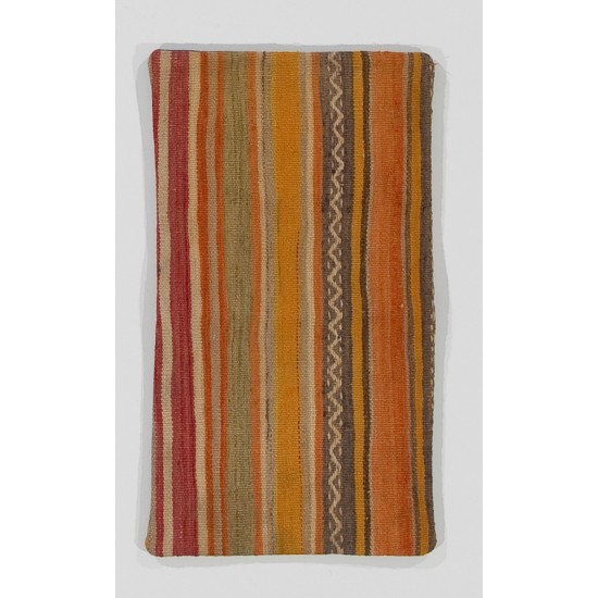 Handmade Striped Turkish Kilim Cushion Cover. Vintage Wool Lace Pillow
