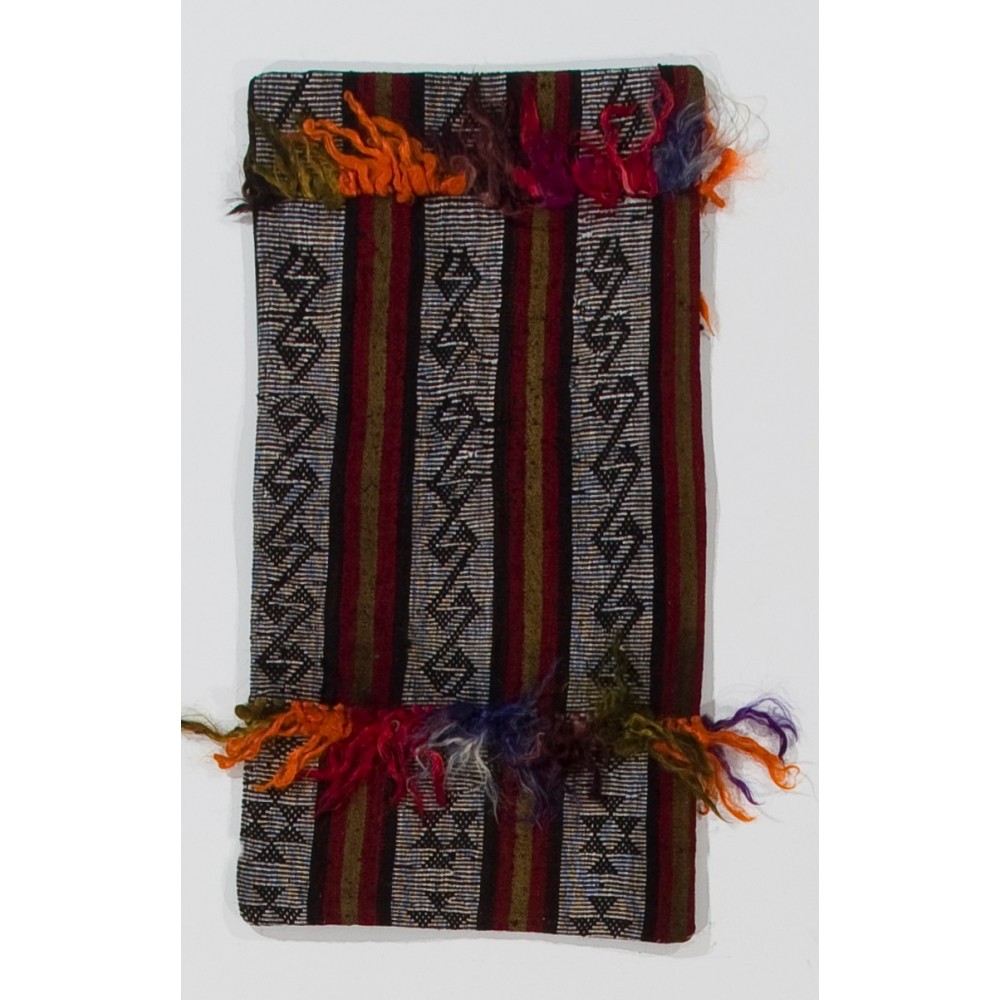 Handmade Striped Turkish Kilim Cushion Cover with colorful pomps