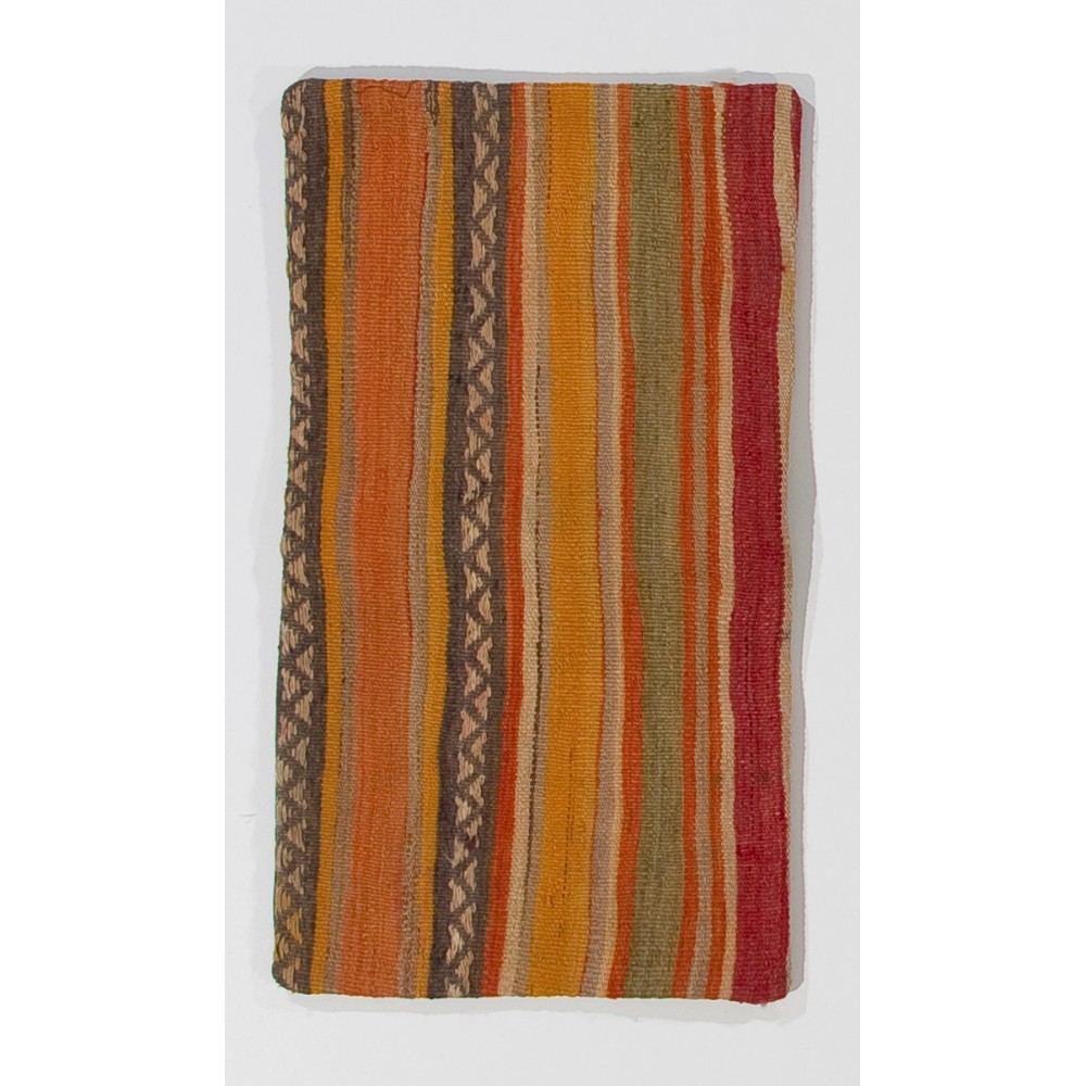 Handmade Striped Turkish Kilim Cushion Cover. Vintage Wool Lace Pillow