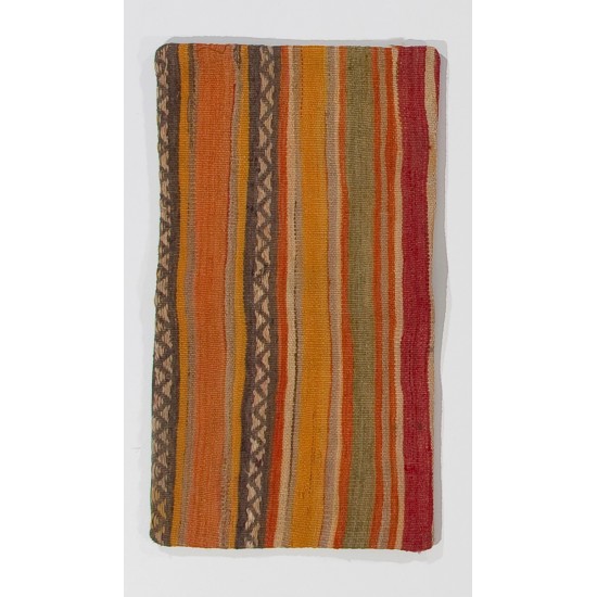 Handmade Striped Turkish Kilim Cushion Cover. Vintage Wool Lace Pillow
