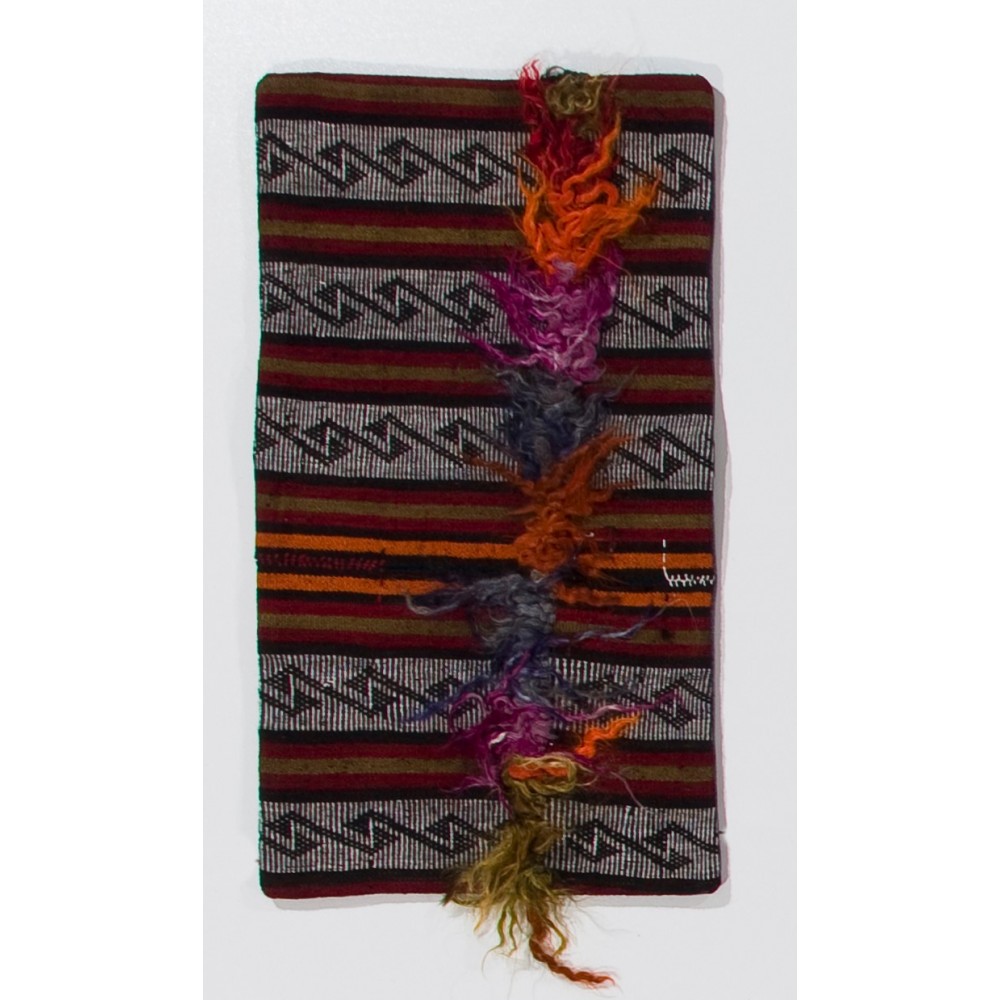 Handmade Striped Turkish Kilim Cushion Cover with colorful pomps