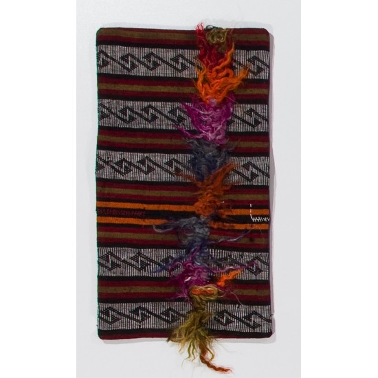 Handmade Striped Turkish Kilim Cushion Cover with colorful pomps Handmade Striped Turkish Kilim Cushion Cover with colorful pomps