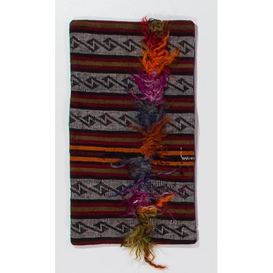 Handmade Striped Turkish Kilim Cushion Cover with colorful pomps