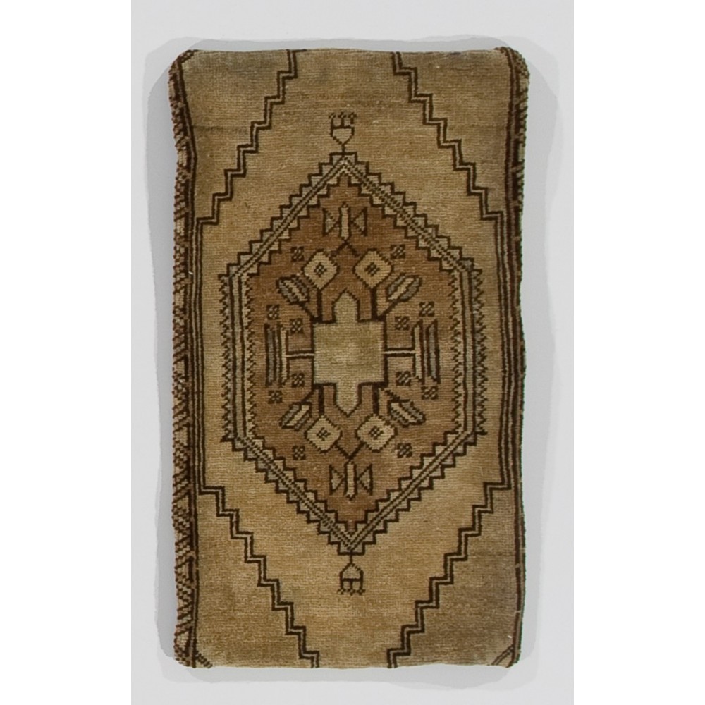 Handmade Oushak Lace Pillow, Turkish Rug Cushion Cover in Neutral Colors