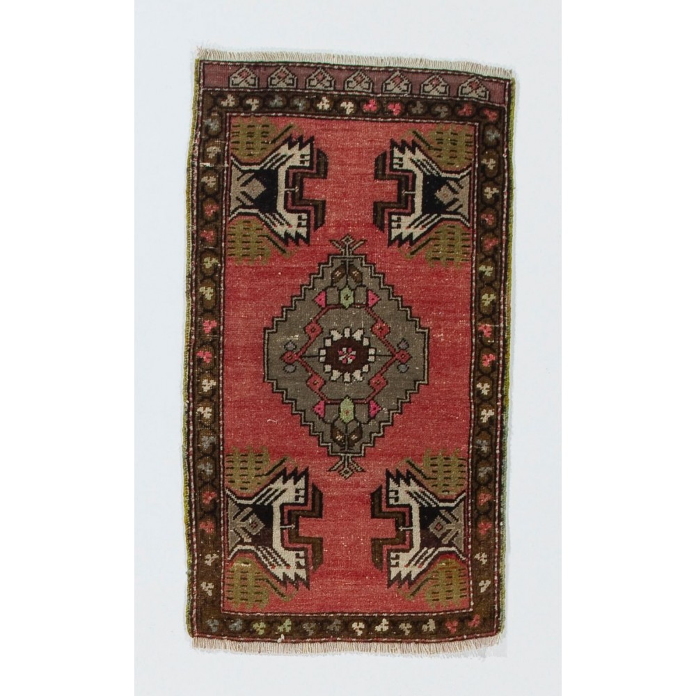 Vintage Wool Accent Rug, Handmade Cushion or Seat Cover, Turkish Door Mat
