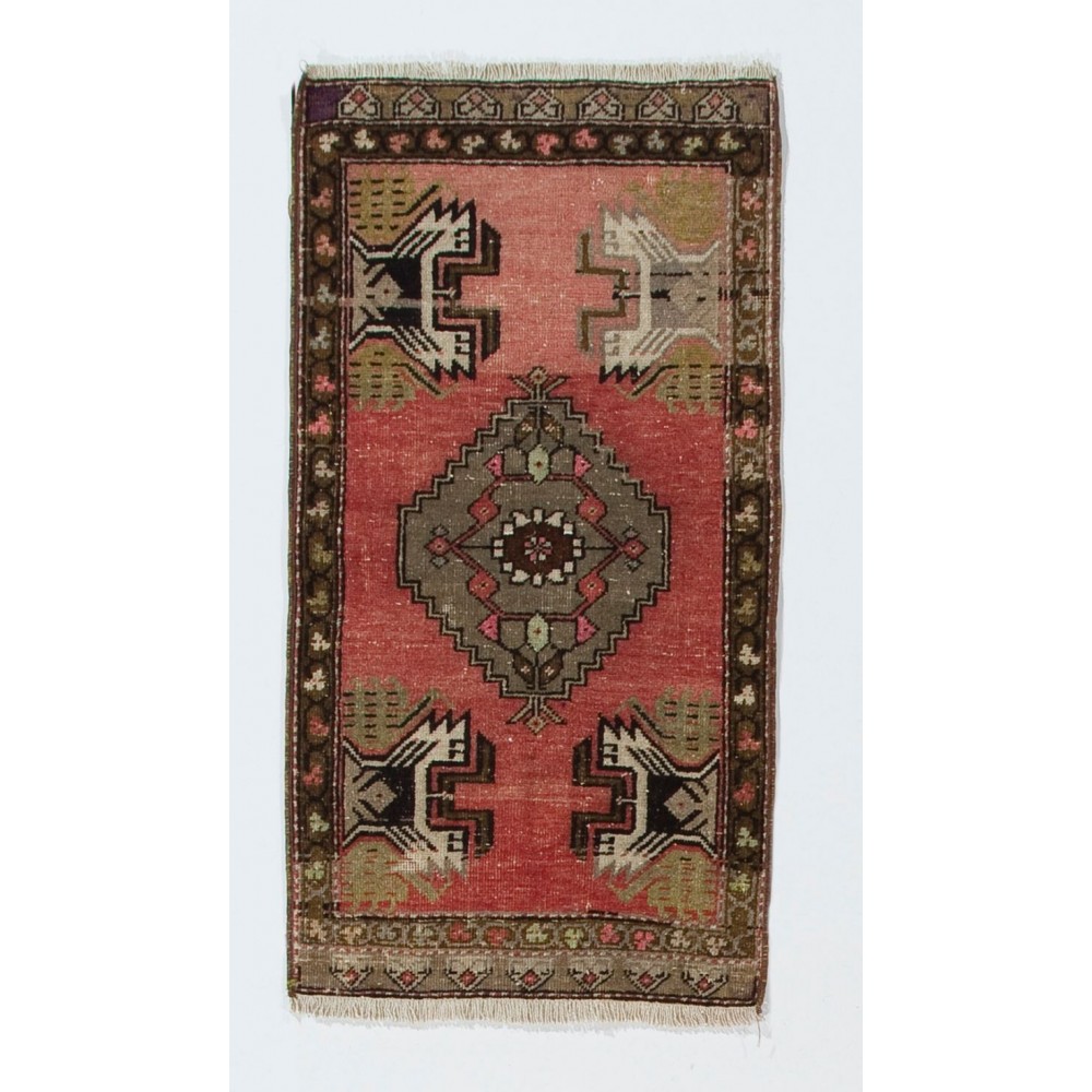Vintage Wool Accent Rug, Handmade Cushion or Seat Cover, Turkish Door Mat