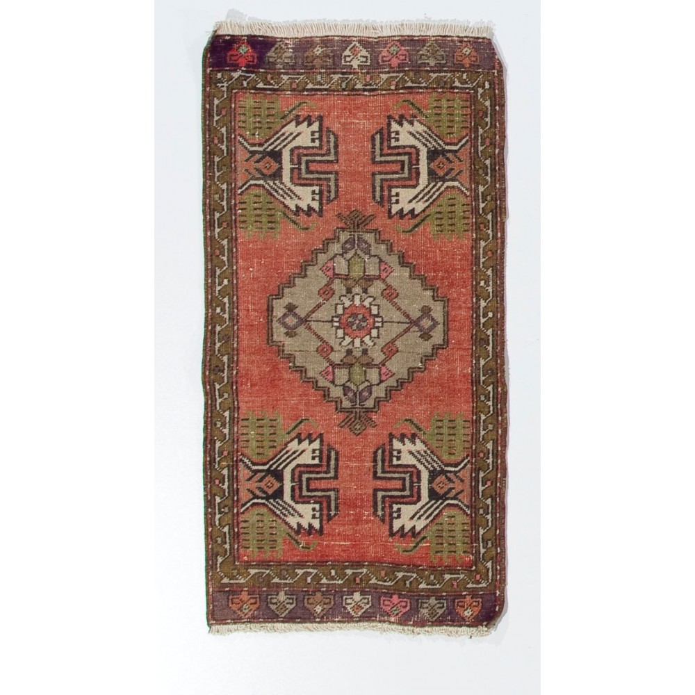 Handmade Accent Rug, Vintage Wool Cushion or Seat Cover, Turkish Door Mat