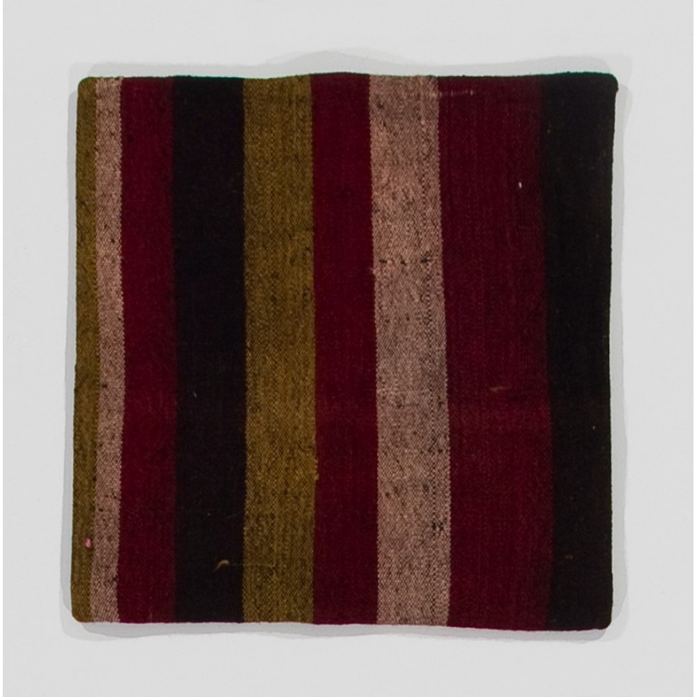 Handmade Wool Kilim Cushion Cover with Striped Design, 1970s Anatolian Lace Pillow