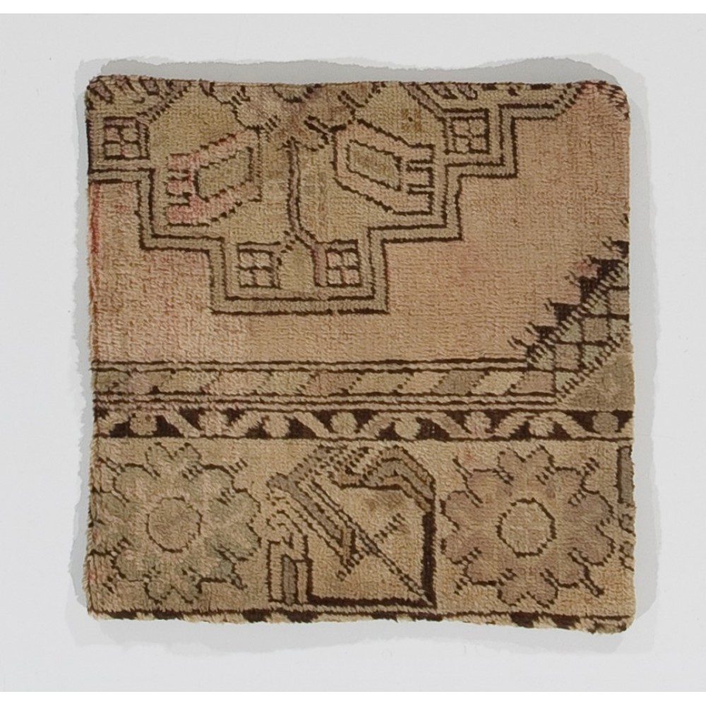 Handmade Turkish Rug Cushion Cover, Floral Pattern Wool Lace Pillow Cover