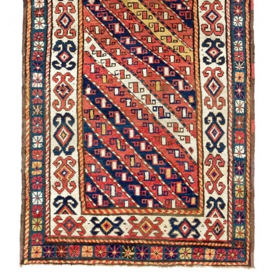 Antique Caucasian Gendje Kazak Rug, All Wool & Natural Dyes, Ca 1880