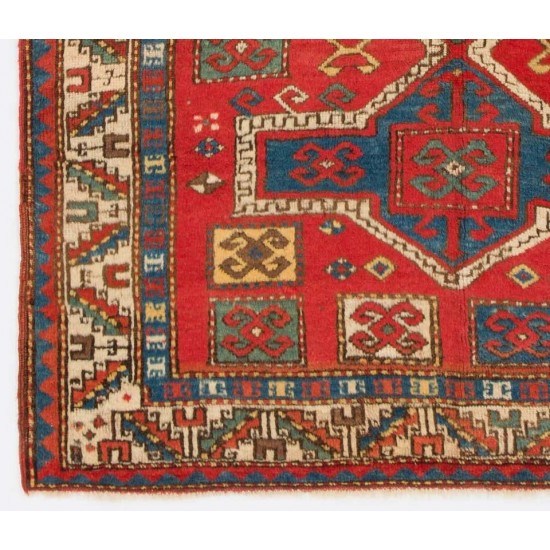 Inscripted Antique Caucasian Kazak Prayer Rug, Circa 1870