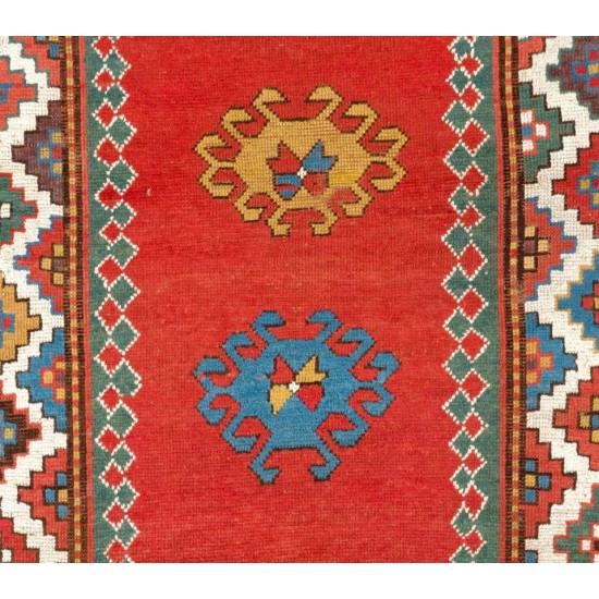 Antique Caucasian Bordjalou Kazak Rug, Ca 1880, All Natural Dyes