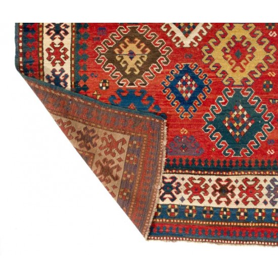 Antique Caucasian Kazak Rug, circa 1860, Original Good Condition
