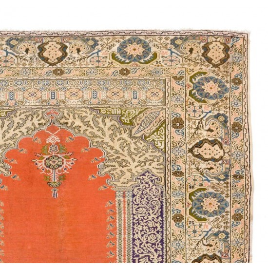 Antique Turkish Panderma Rug with Archway, Vase, Chandelier and Flowers