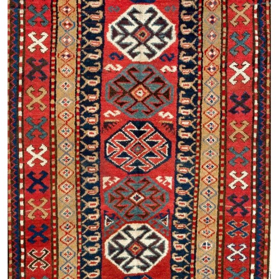Antique Caucasian Kazak Rug, Top of the Shelf Collectors Carpet, circa 1870