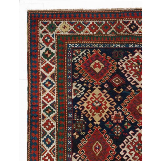 Antique Caucasian Bordjalou Kazak Rug, Ca 1870
