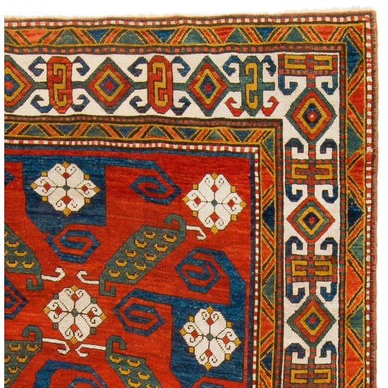 Rare Antique Caucasian Pinwheel Kazak Rug