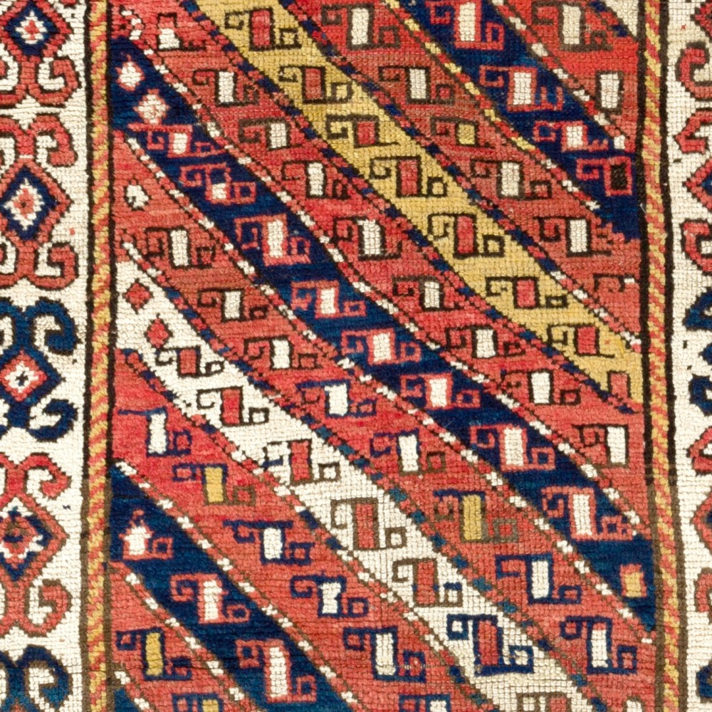 Antique Caucasian Gendje Kazak Rug, All Wool & Natural Dyes, Ca 1880
