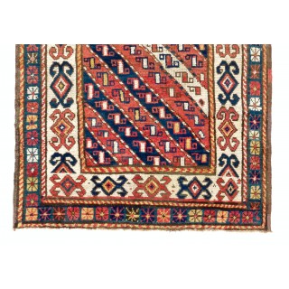 Antique Caucasian Gendje Kazak Rug, All Wool & Natural Dyes, Ca 1880