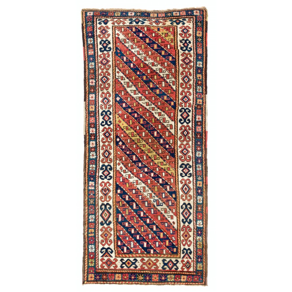 Antique Caucasian Gendje Kazak Rug, All Wool & Natural Dyes, Ca 1880