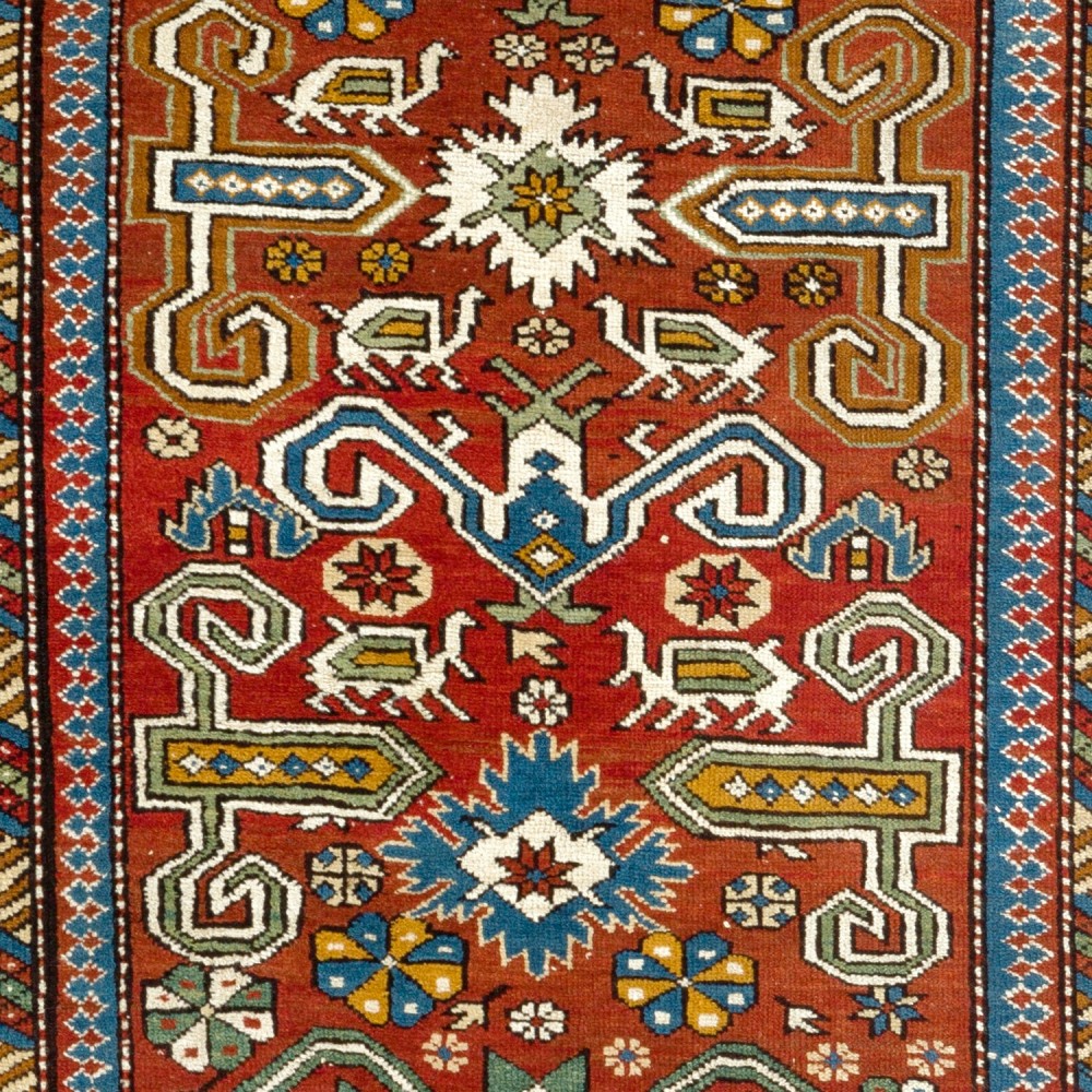 Antique Caucasian Perepedil Rug. Hand-Knotted Wool Carpet