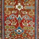 Antique Caucasian Perepedil Rug. Hand-Knotted Wool Carpet