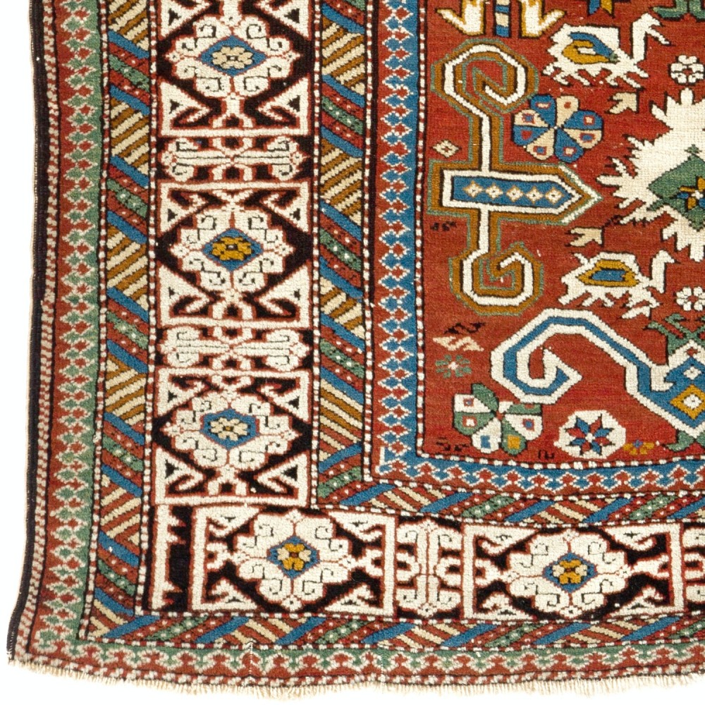 Antique Caucasian Perepedil Rug. Hand-Knotted Wool Carpet