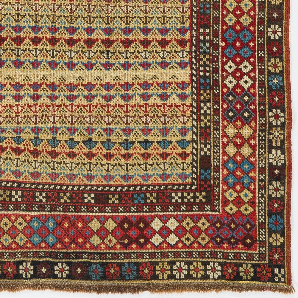 Antique Caucasian Shirvan Prayer Rug, Rare Yellow Ground, Ca 1875