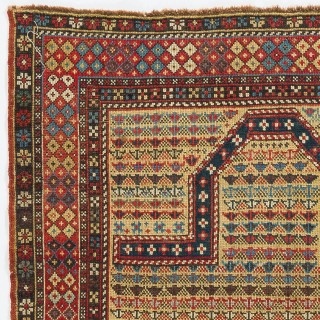Antique Caucasian Shirvan Prayer Rug, Rare Yellow Ground, Ca 1875