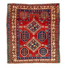 Rare Antique Caucasian Borchalo Kazak Prayer Rug, Circa 1875