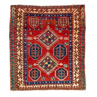 Rare Antique Caucasian Borchalo Kazak Prayer Rug, Circa 1875