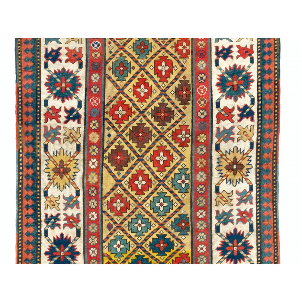 Antique Yellow Ground Caucasian Kazak Rug, Ca 1880