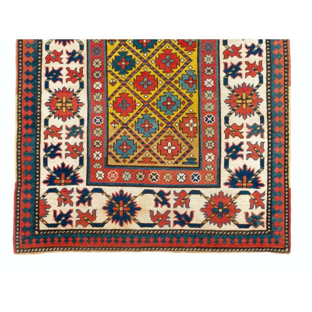 Antique Yellow Ground Caucasian Kazak Rug, Ca 1880