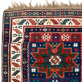 Antique Caucasian Karabagh Kazak Rug with Lesghi Stars, Ca 1890