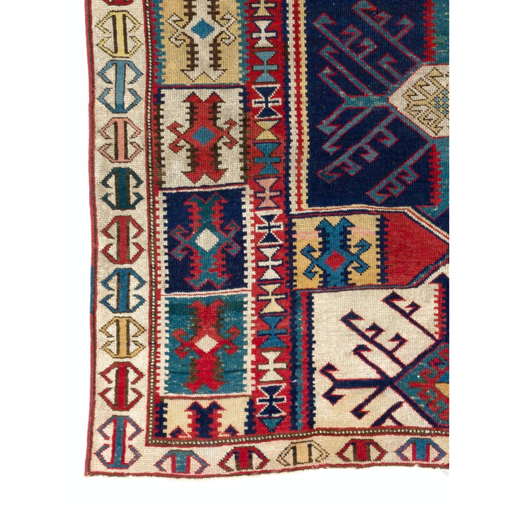 Rare 19th Century Antique Caucasian Shirvan Kuba Rug with Unusual Kilim Design