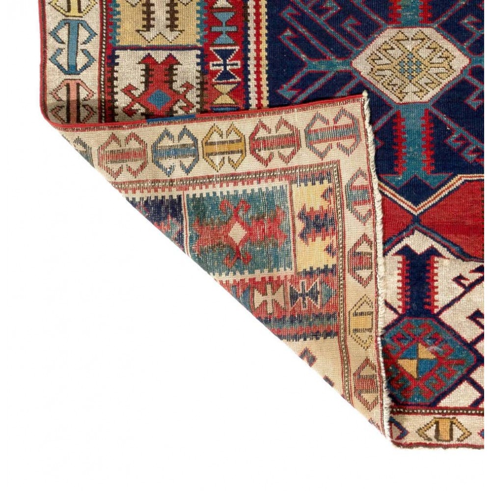 Rare 19th Century Antique Caucasian Shirvan Kuba Rug with Unusual Kilim Design