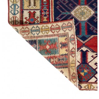 Rare 19th Century Antique Caucasian Shirvan Kuba Rug with Unusual Kilim Design