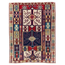 Rare 19th Century Antique Caucasian Shirvan Kuba Rug with Unusual Kilim Design