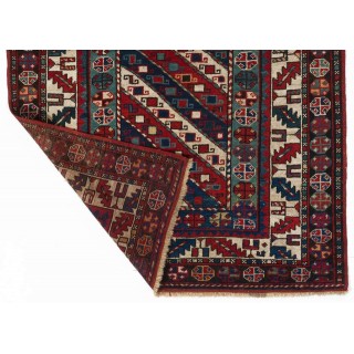 Antique Caucasian Gendje, Collectible Tribal Kazak Rug, Natural Dyes