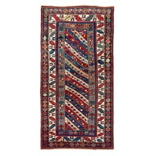 Antique Caucasian Gendje, Collectible Tribal Kazak Rug, Natural Dyes