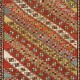 Antique Caucasian Gendje Rug Colorful Diagonal Stripes, circa 1875