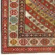 Antique Caucasian Gendje Rug Colorful Diagonal Stripes, circa 1875