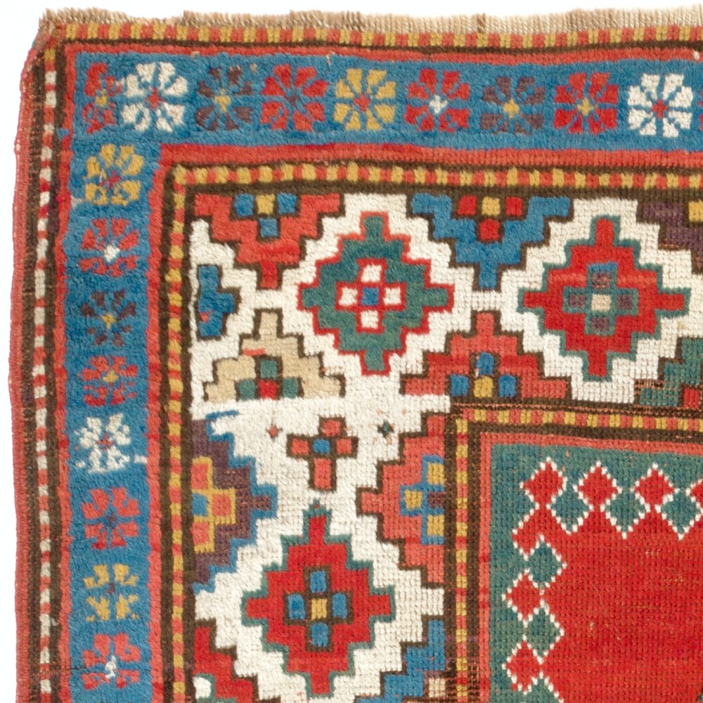 Antique Caucasian Bordjalou Kazak Rug, Ca 1880, All Natural Dyes