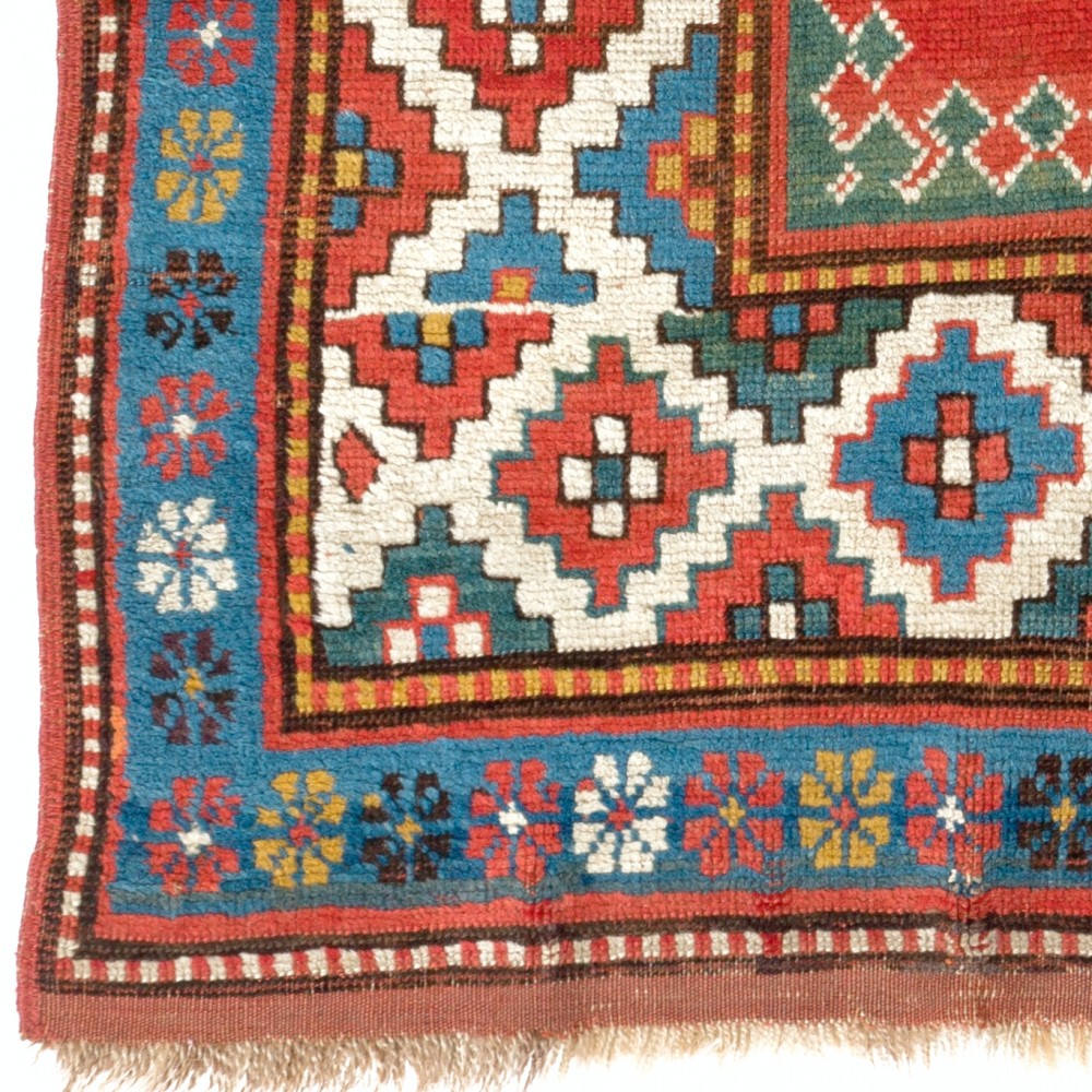 Antique Caucasian Bordjalou Kazak Rug, Ca 1880, All Natural Dyes